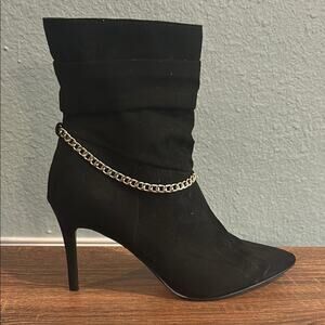 Marc Fisher Black Ankle Boots Sz 11 Chain Detail Stiletto Y2K Glam Chic